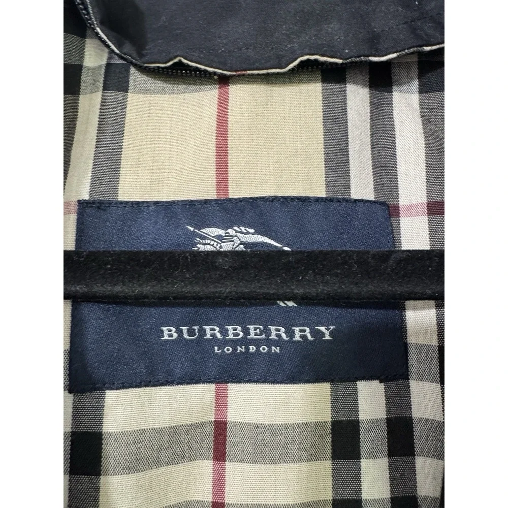 Burberry Womens Trench Coat Sz 4 Designer Luxury Plaid Black READ DESCRIPTION - Picture 4 of 16